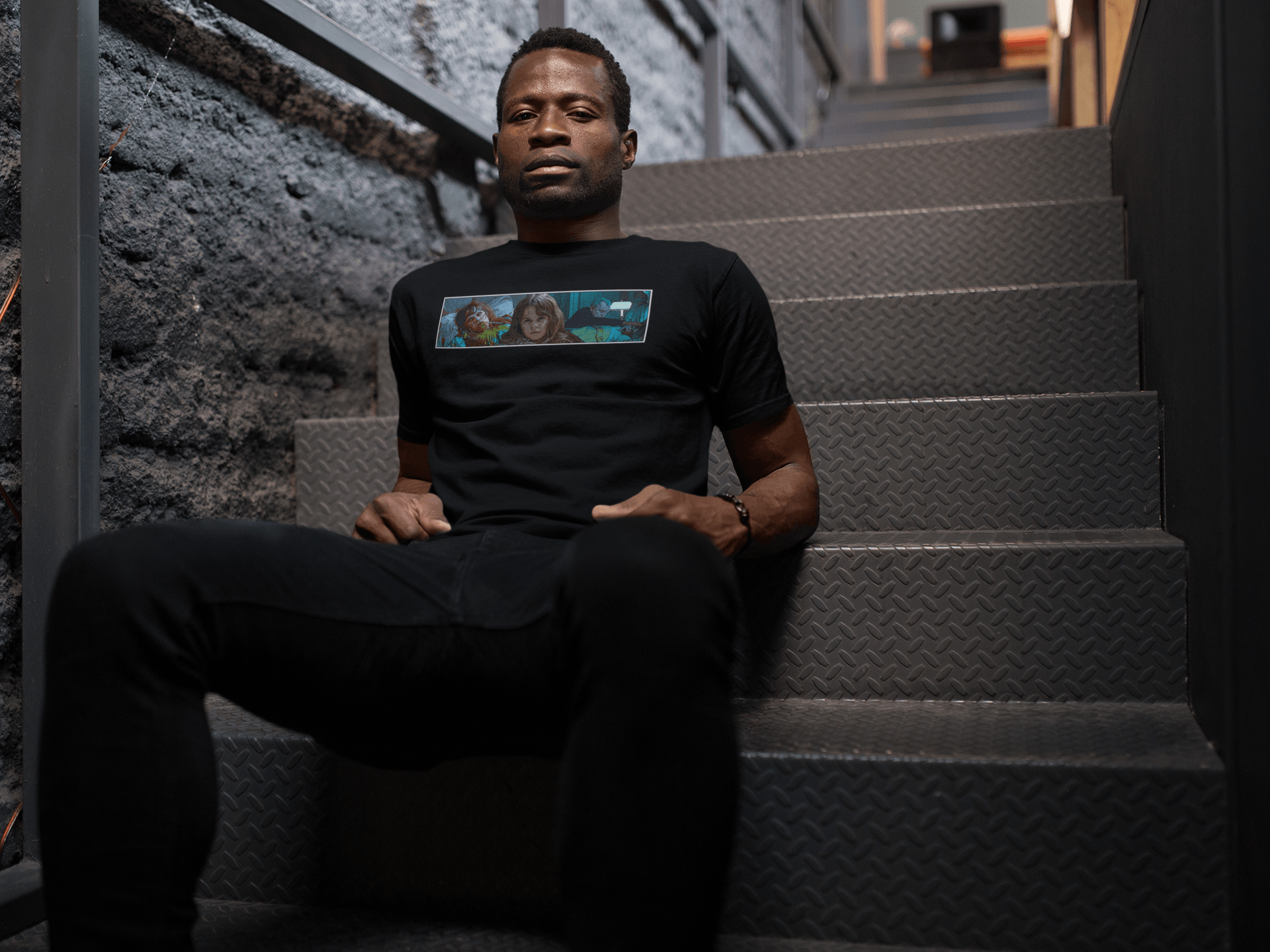 dark staircase ally city goth black model classic movie horror stylish designer 