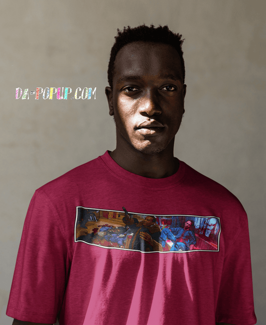 black american horror movie designer clothes shirt african creepy serious outside dreads