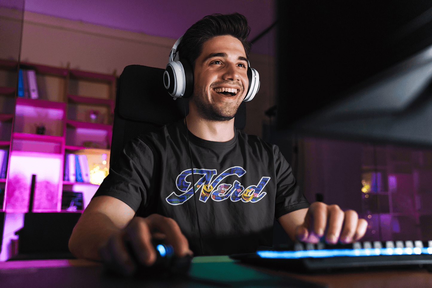 Nerd, Pac Man, Pac Women, Nintendo, Gamer, Games, Gaming, Arcade, Women Clothing, Men Clothing Kids Clothing. Pac Man Movie gaming streaming pc headset instagram