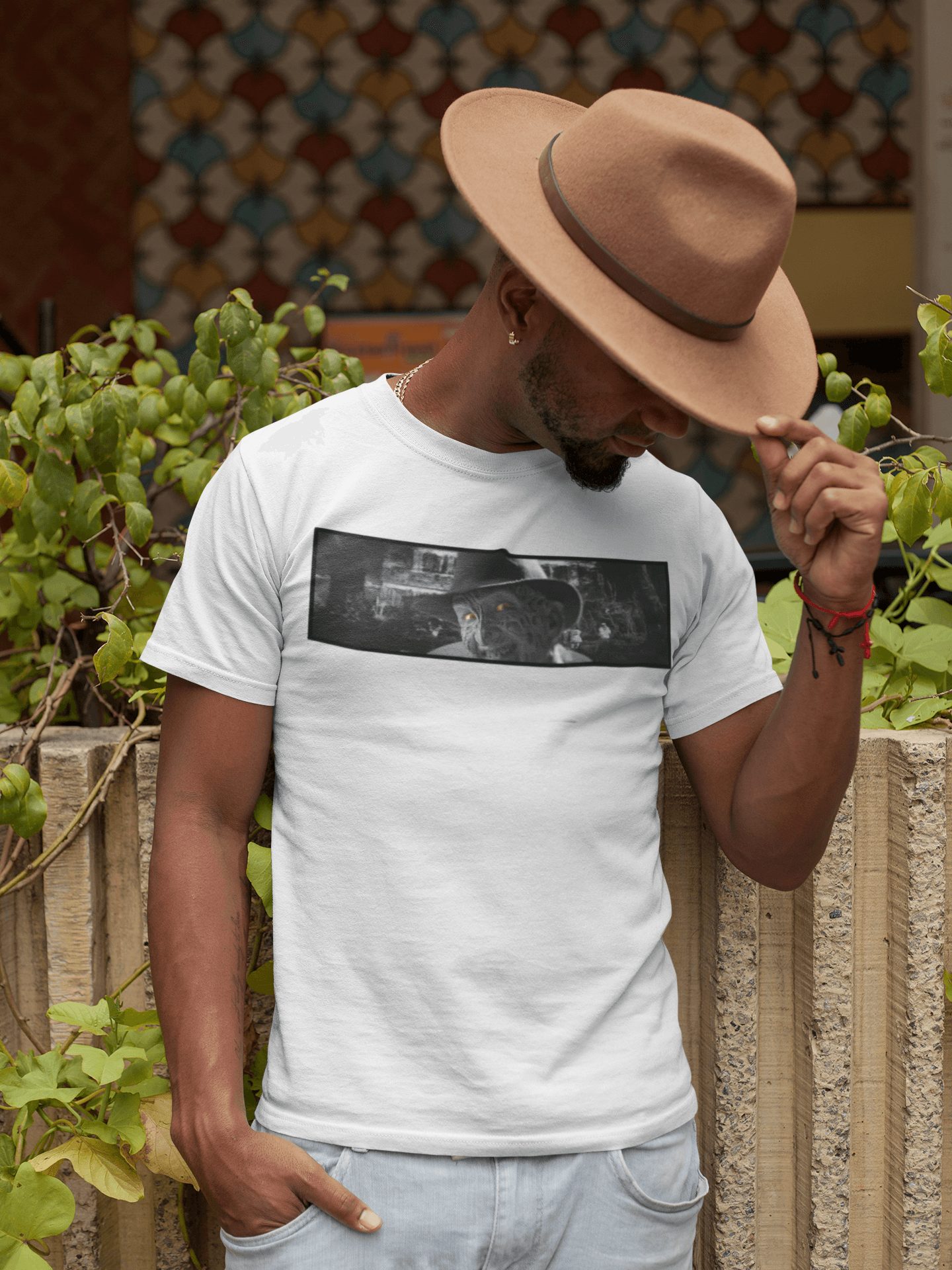 Freddy Krueger, Horror Movie, A Nightmare On Elm Street, Slasher Movies, 80s Horror, 90s Horror, Horror Film bar male black designer hat shirt jeans bar outside park 